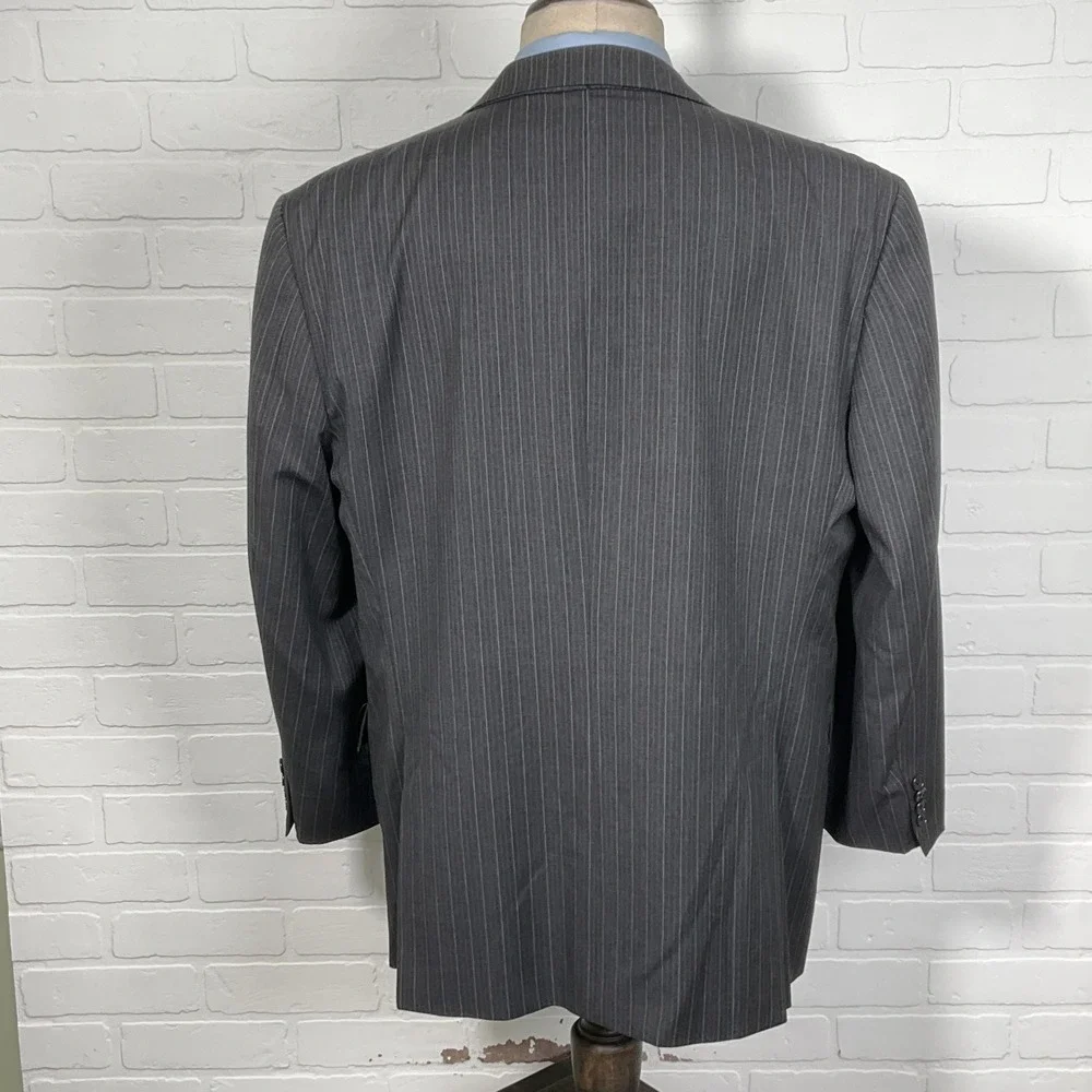 Joseph Abboud Blazer Men 44R‎ Gray Pinstripe Classic Wool Suit Jacket Classic